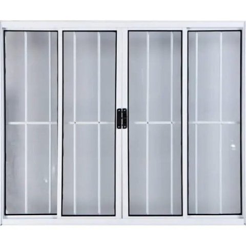 Vitro de Alumínio 4 Folhas 1,20 x 1,80 com Grade Cor Branco Linha All Modular