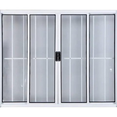 Vitro de Aluminio 4 Folhas Com Grade Anchieta Esquadrias 120 x 150cm