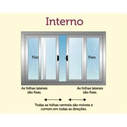 Vitro de Alumínio 4 Folhas 1,00 x 2,00 com Grade Cor Branco Linha All Modular - 4
