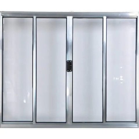 Vitro de Alumínio 4 Folhas 1,00 x 1,80 sem Grade Cor Brilhante Linha All Modular