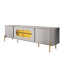 Ver imagem 2 de Rack para Tv até 75 Polegadas Juquehy 4 Portas com Vidro e Led Off White/pistache - Móveis Bechara