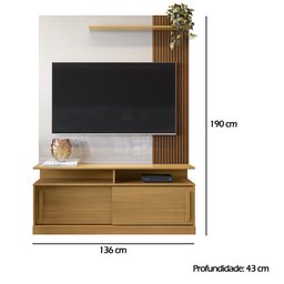 Painel Home Chicago com 2 Portas Tv até 60 Polegadas C/ Rodízios - Lukaliam Móveis - 2