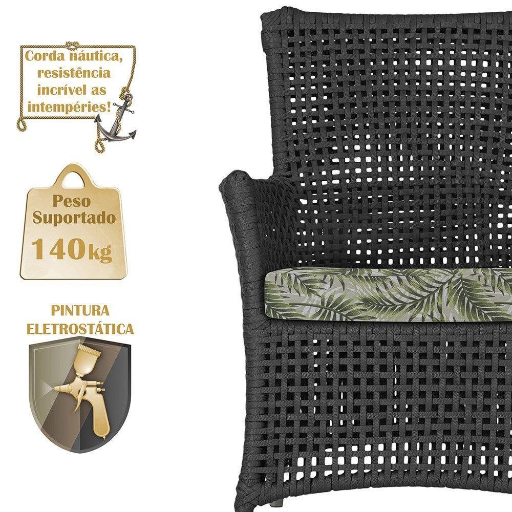 Poltrona Igapó Alumínio Micro Pintura Fendi Corda Náutica E5 Preto - 3