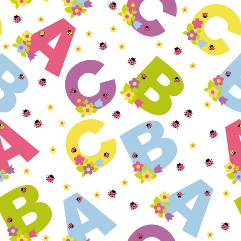 Papel de Parede Decorativo Baby Letras Abc Coloridas 3,0m