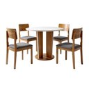 Ver imagem 2 de Conjunto Sala de Jantar 4 Lugares Redonda Tampo de Vidro 135cm Mesa e Cadeira Ana Marrom/Cinamomo/Off White/Linho Prata