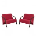 Ver imagem 1 de Kit 2 Poltronas 2 Lugares Suede Braço Madeira Vermelho