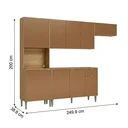 Ver imagem 3 de Cozinha Compacta 9 Portas 1 Gaveta 249,9 cm Soul Marrom Freijó/Caramelo