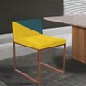 Kit 06 Cadeira Ferro Bronze Suede Amarelo E Azul Turquesa - 6