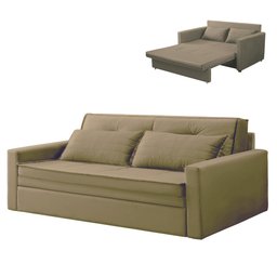 Sofá Cama Casal 2 Lugares Quarto Sala Kitnet Sleep Bege - Larbelle - 4