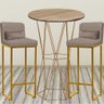 Kit Mesa Bistrô Flork e 4 Banqueta Lucca Alta Com Encosto Tampo Madeira Ferro Dourado Sintético Bege - 2