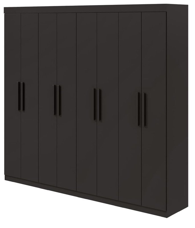 Guarda Roupa Casal 8 Portas 4 Gavetas - Andara-Preto Fosco - Lopas - 2