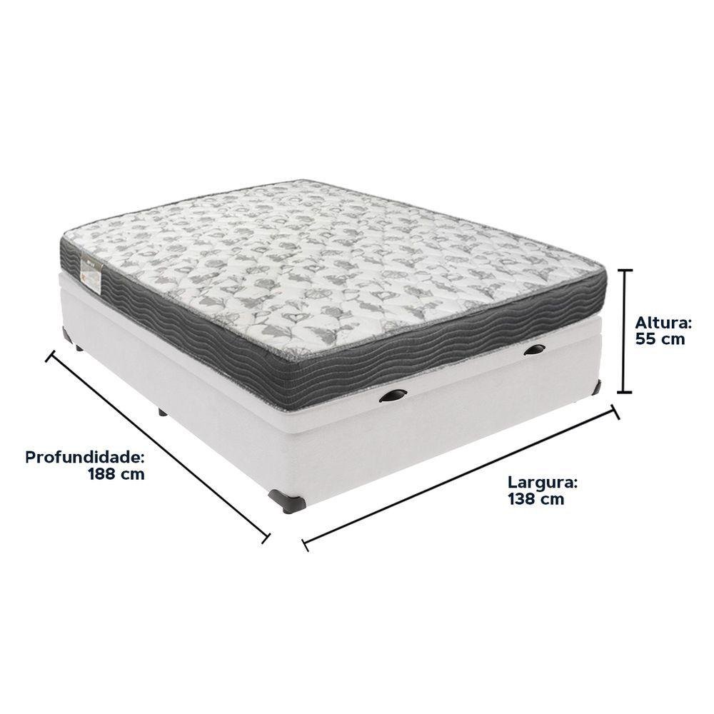 Cama Box Baú Branco e Colchão Iso100 Espuma D33 Casal Ortobom - 6
