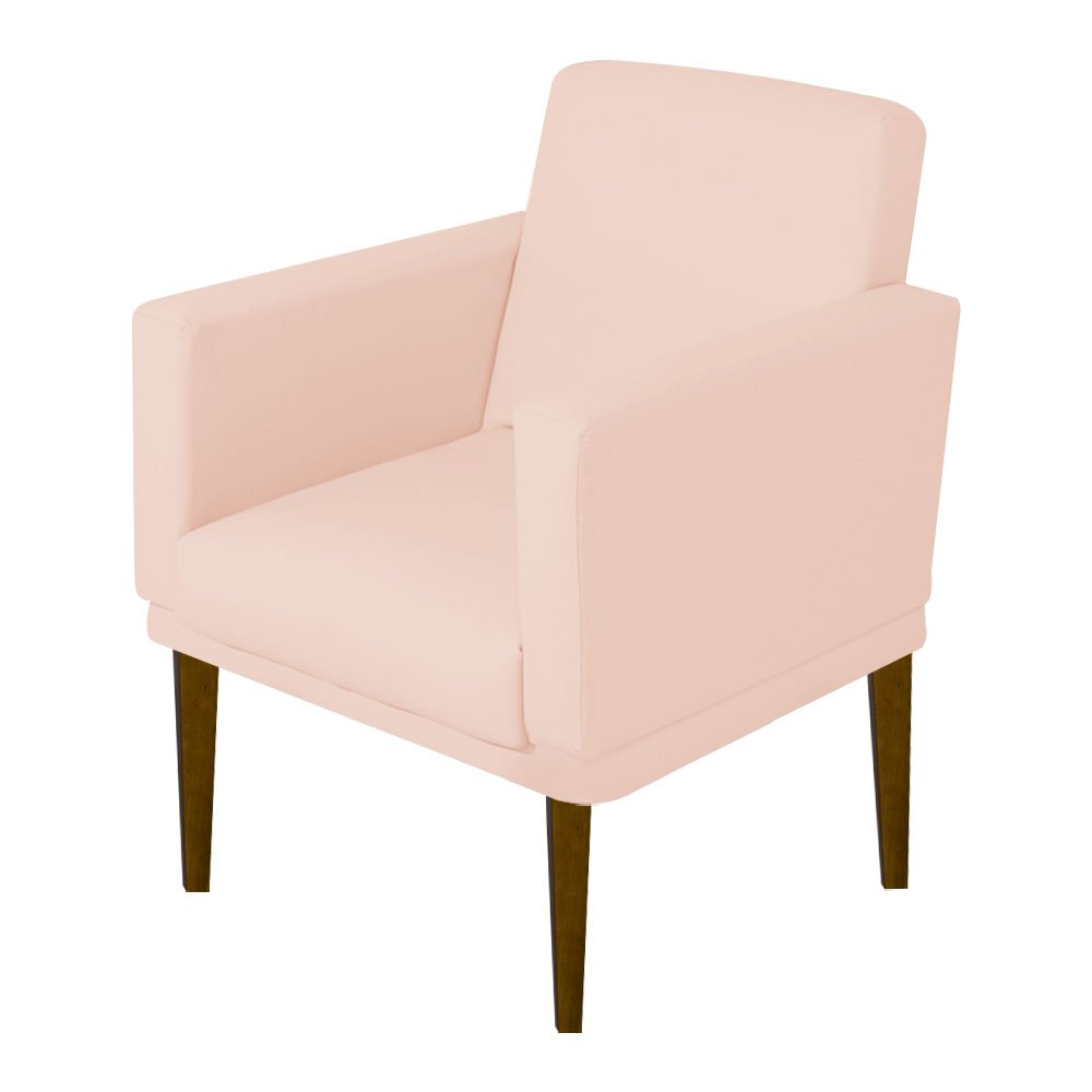 Poltrona Decorativa Para Sala Espera Recepção Nina Glamour:Sued Rosa Claro - 2