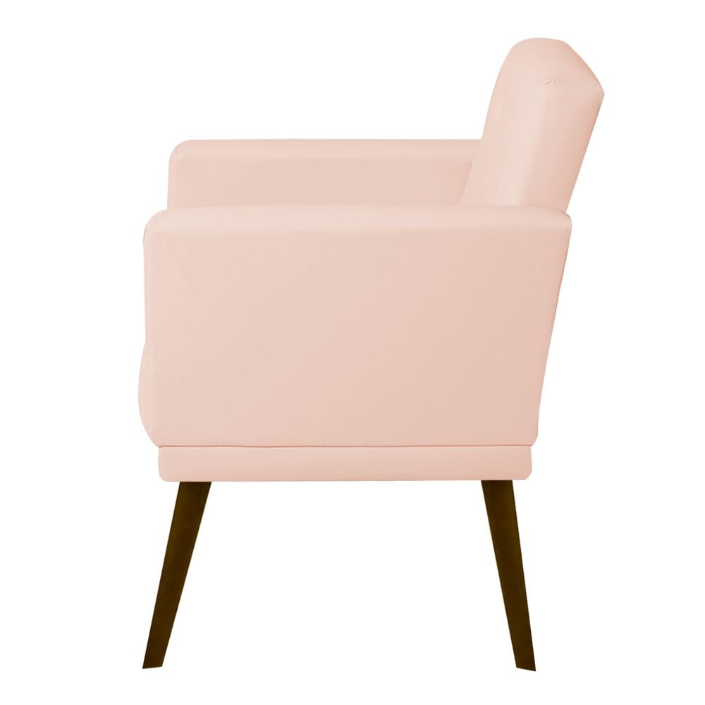 Poltrona Decorativa Para Sala Espera Recepção Nina Glamour:Sued Rosa Claro - 3