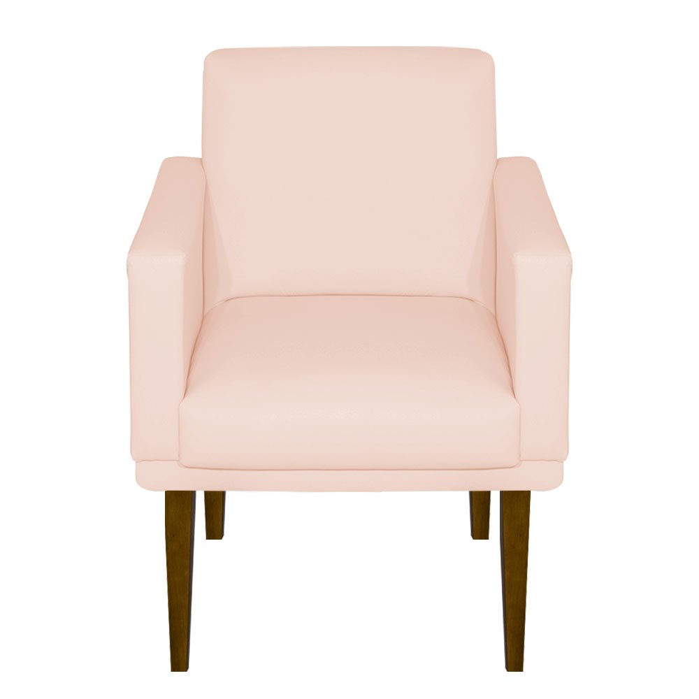 Poltrona Decorativa Para Sala Espera Recepção Nina Glamour:Sued Rosa Claro - 1