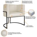 Ver imagem 5 de Kit Divã Luna 140cm Lado Esquerdo e 01 Poltrona Base de Ferro Preto Linho Bege