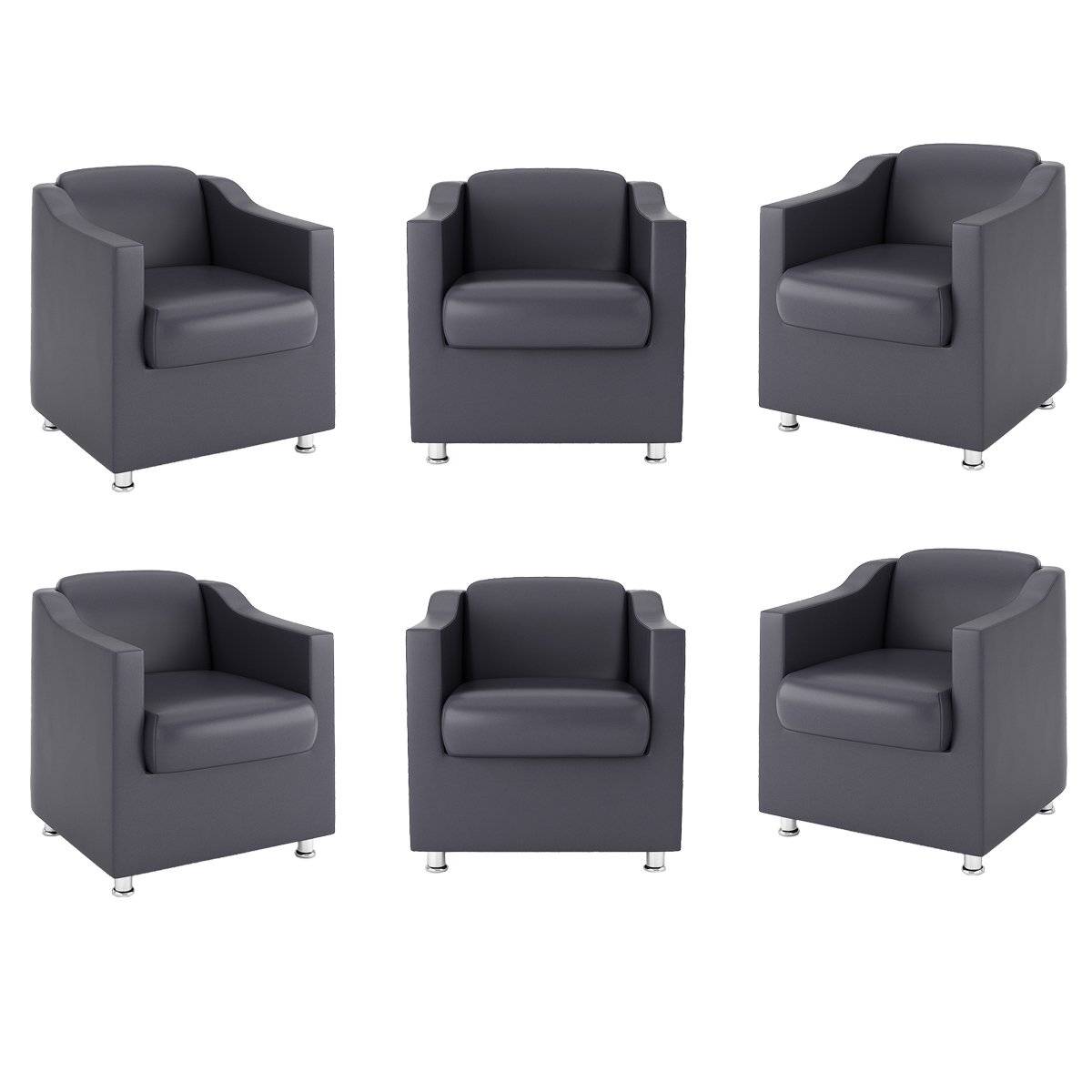 Kit 6 Poltronas para Recepção Clínica Médica - Balaqui Decor Cor:Courino Cinza - 1