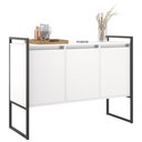 Ver imagem 1 de Buffet Aparador 3 Portas para Sala de Estar Industrial - Branco