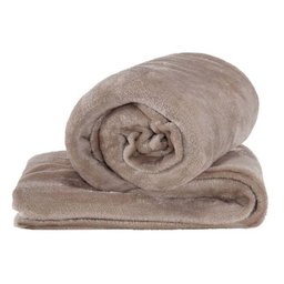Kit de Cobertores Casal Padrão Manta de Microfibra 3 Peças (Toque Aveludado) - Azul/Caqui/Tabaco - 4