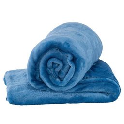 Kit de Cobertores Casal Padrão Manta de Microfibra 3 Peças (Toque Aveludado) - Azul/Caqui/Tabaco - 3