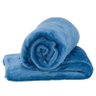 Kit de Cobertores Casal Padrão Manta de Microfibra 3 Peças (Toque Aveludado) - Azul/Caqui/Tabaco - 3