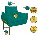 Ver imagem 7 de Kit 02 Poltronas Opala + Namoradeira Base Metal Dourada Cor:azul Turquesa