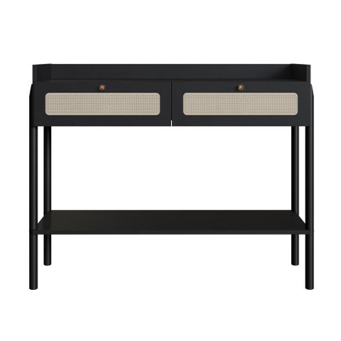 Aparador 2 Gavetas 103cm Palhinha Pé Madeira Oslo Artesano | Nero