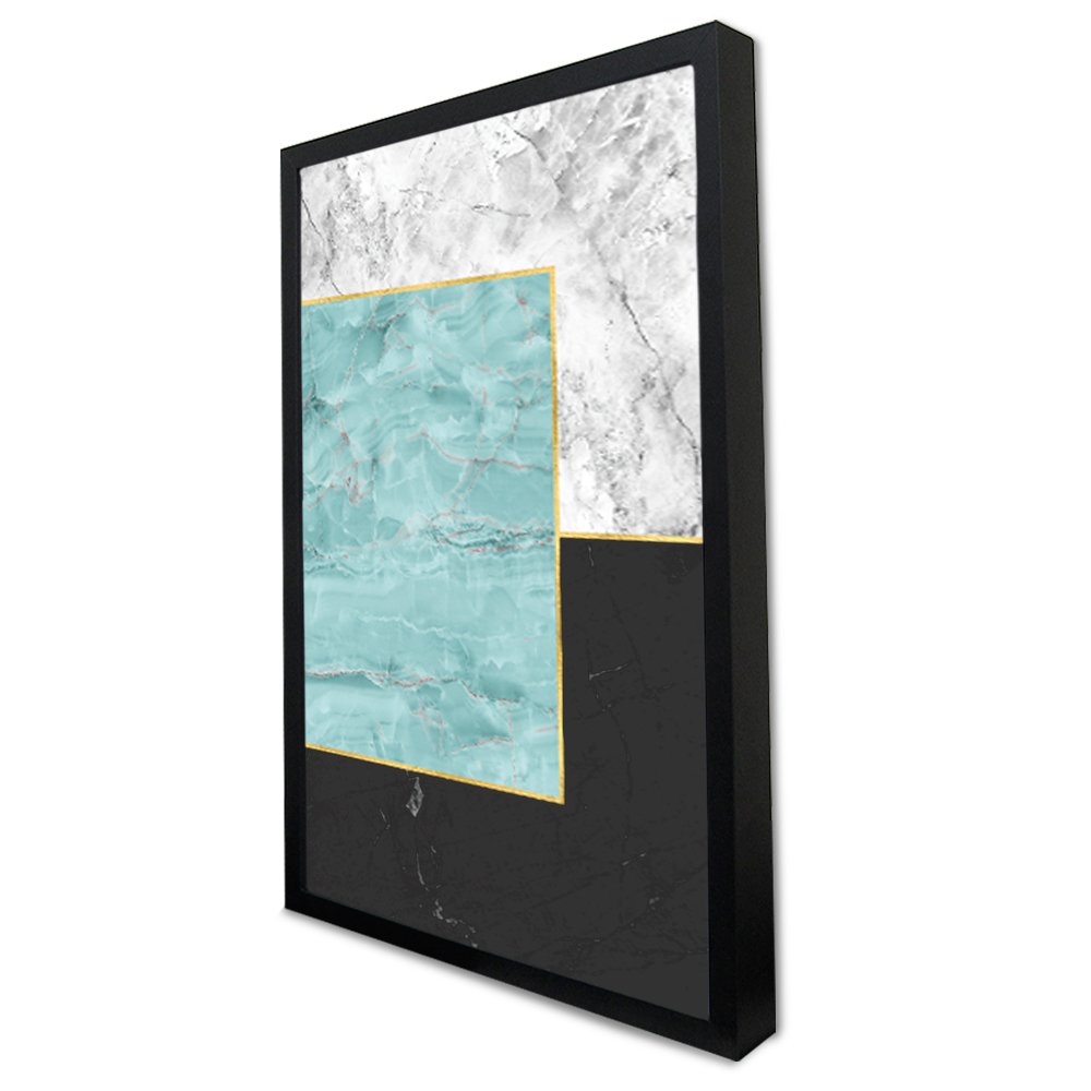 Quadro Decorativo Caixa Geométrico Mármore Quadriculado Tacolado Moldura Caixa Alta 4,5cm Madeira Se - 2