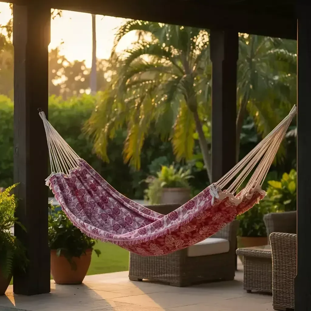 Ver imagem 1 de Rede de Descanso Resistente Reforçada Estampada Indiana Rosa Pink com Branco