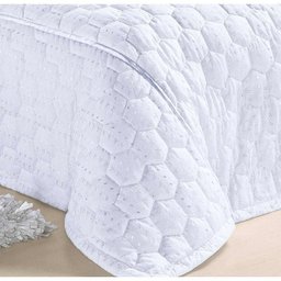 Cobre Leito Casal Classic 05 Peças em Tecido Lese - Branco - 2