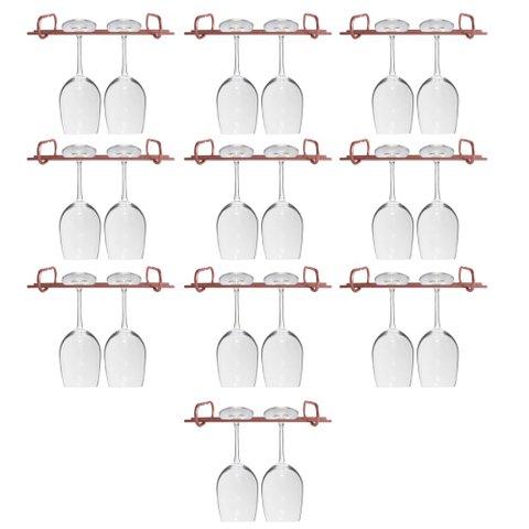 Kit 10 Organizadores Suspensos para Taças 25cm Suportes Porta Taças Retos Rose Gold