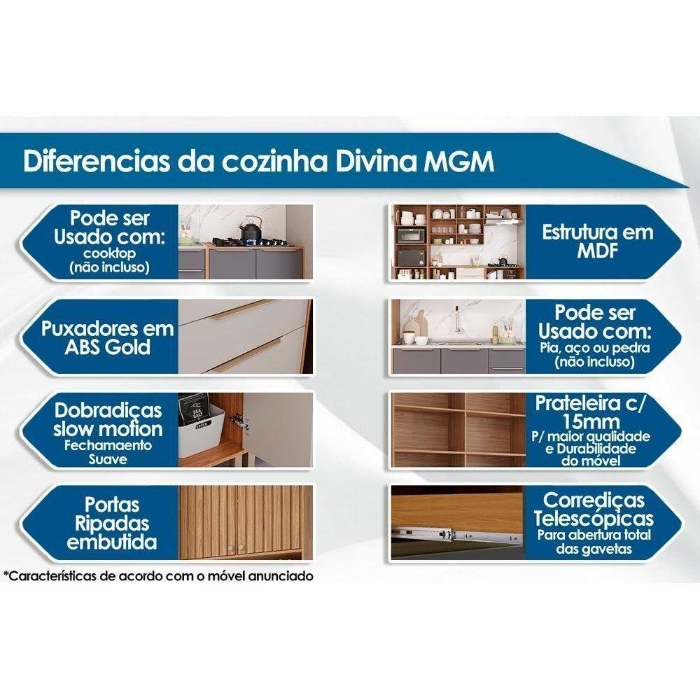 Módulo Cozinha Mgm Divina 1 Forno C-4 Portas 70 Cm Freijo-off White-mgm - 2