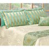 Cobre Leito Casal King Viena 06 Peças com Xale Tecido Seda - Verde Água - 2