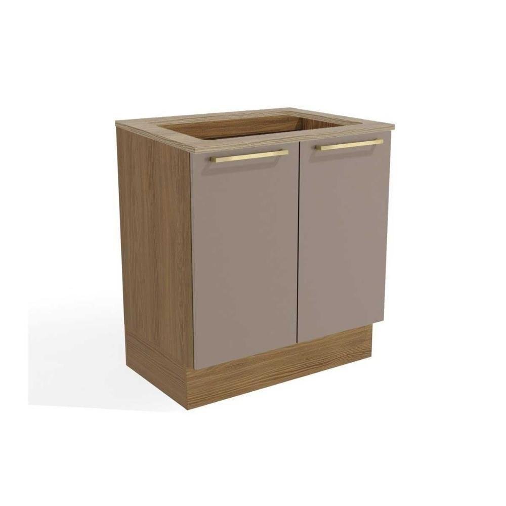 Gabinete de Cozinha Modulado Balcão Botanic M623 P-cooktop 2 Portas C-tampo 80cm Nogueira-fendi- - 1