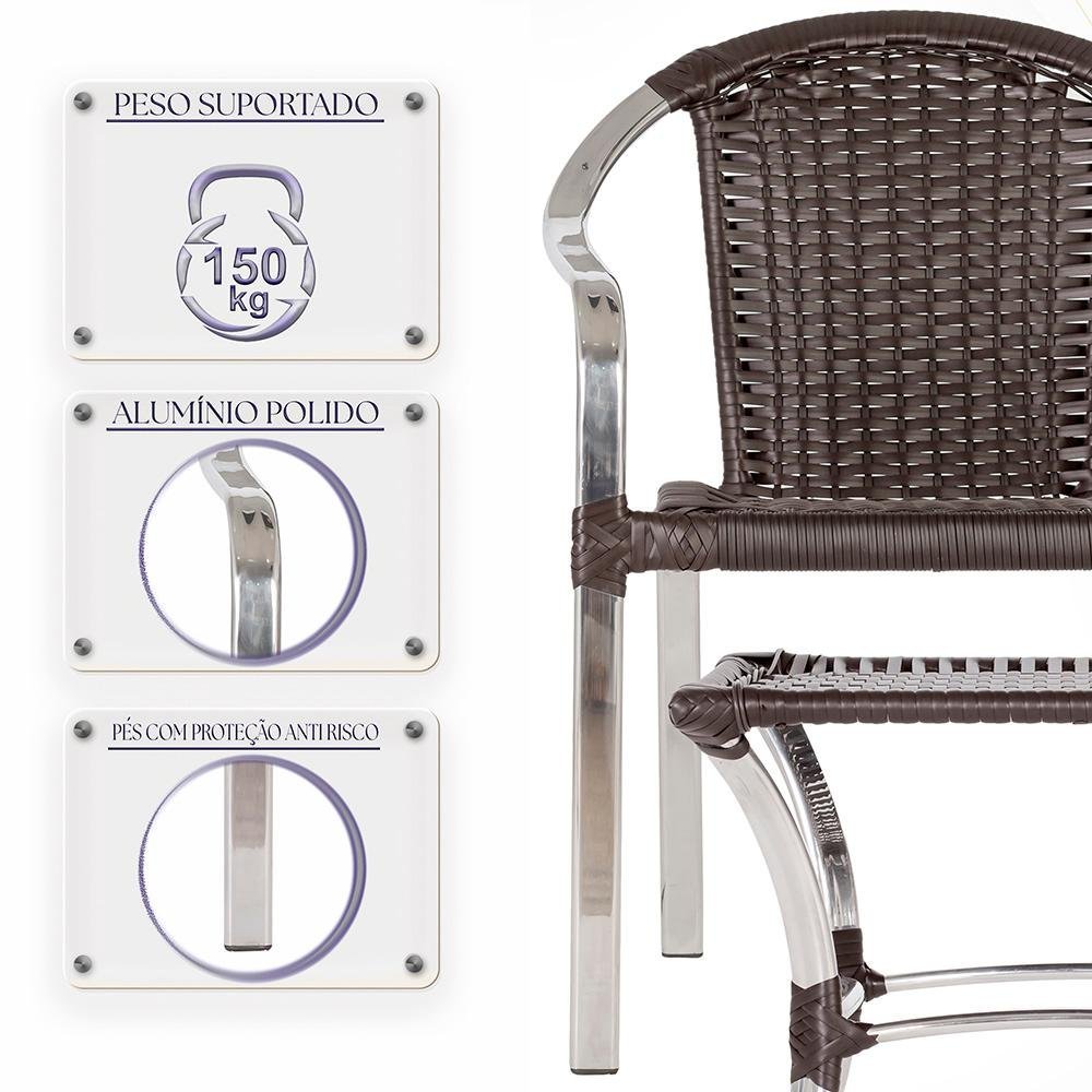 Combo 8 Cadeiras Toquio 1 Mesa Baixa Colombia Para Área, Varanda Em Aluminio E Fibra Sintetica - 5