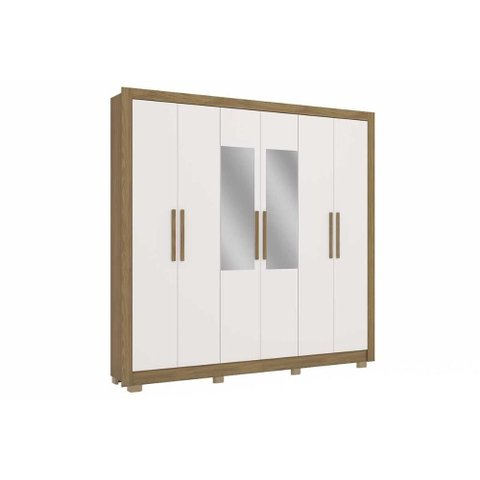 Guarda Roupa Casal 6 Portas (2 C/ Espelho) e 2 Gavetas Cb01m569 Canela - Kappesberg