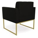 Ver mais imagens de Kit 1 Sofá Namoradeira e 1 Poltrona Elisa Suede Preto Base Metálica Industrial Dourada - D'Rossi