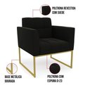 Ver imagem 7 de Kit 1 Sofá Namoradeira e 1 Poltrona Elisa Suede Preto Base Metálica Industrial Dourada - D'Rossi