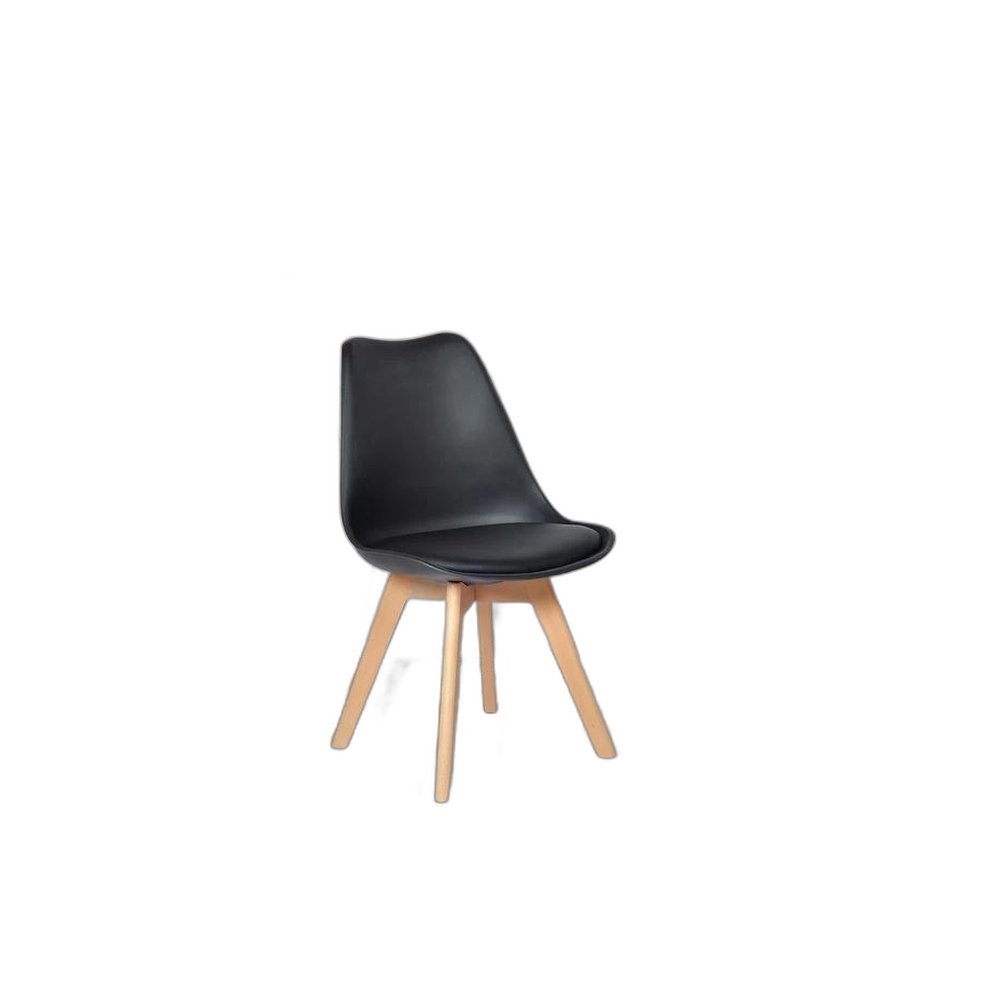 Conjunto com 8 Cadeira Leda Preta - Charles Eames Wood com Almofada - 2