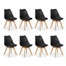 Conjunto com 8 Cadeira Leda Preta - Charles Eames Wood com Almofada - 1