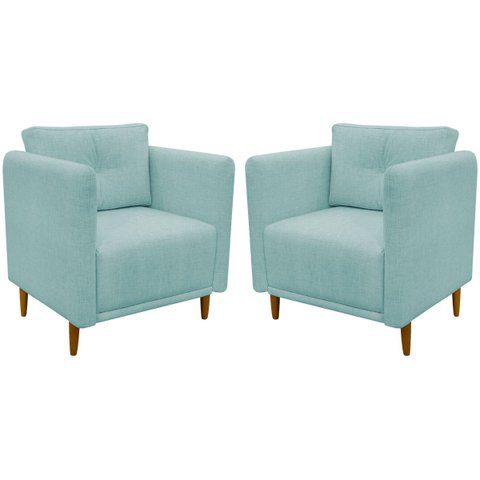Kit 2 Poltronas Decorativa Luxo para Sala Recepção Consultório Escritório Aviv Linho Premium