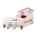 Ver imagem 2 de Cama Infantil Belíssima Branca e Rosa com Colchão Divaloto