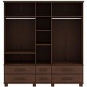 Ver mais imagens de Guarda Roupa Casal Zahav F06 5 Portas de Bater 6 Gavetas Madeira Maciça Café Lyam Decor