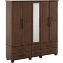 Ver imagem 2 de Guarda Roupa Casal Zahav F06 5 Portas de Bater 6 Gavetas Madeira Maciça Café Lyam Decor
