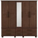 Ver imagem 7 de Guarda Roupa Casal Zahav F06 5 Portas de Bater 6 Gavetas Madeira Maciça Café Lyam Decor