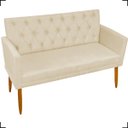 Ver imagem 2 de Kit Namoradeira Decorativa Para Sala Capitonê Com Base + 2 Poltronas Para Recepção Suede