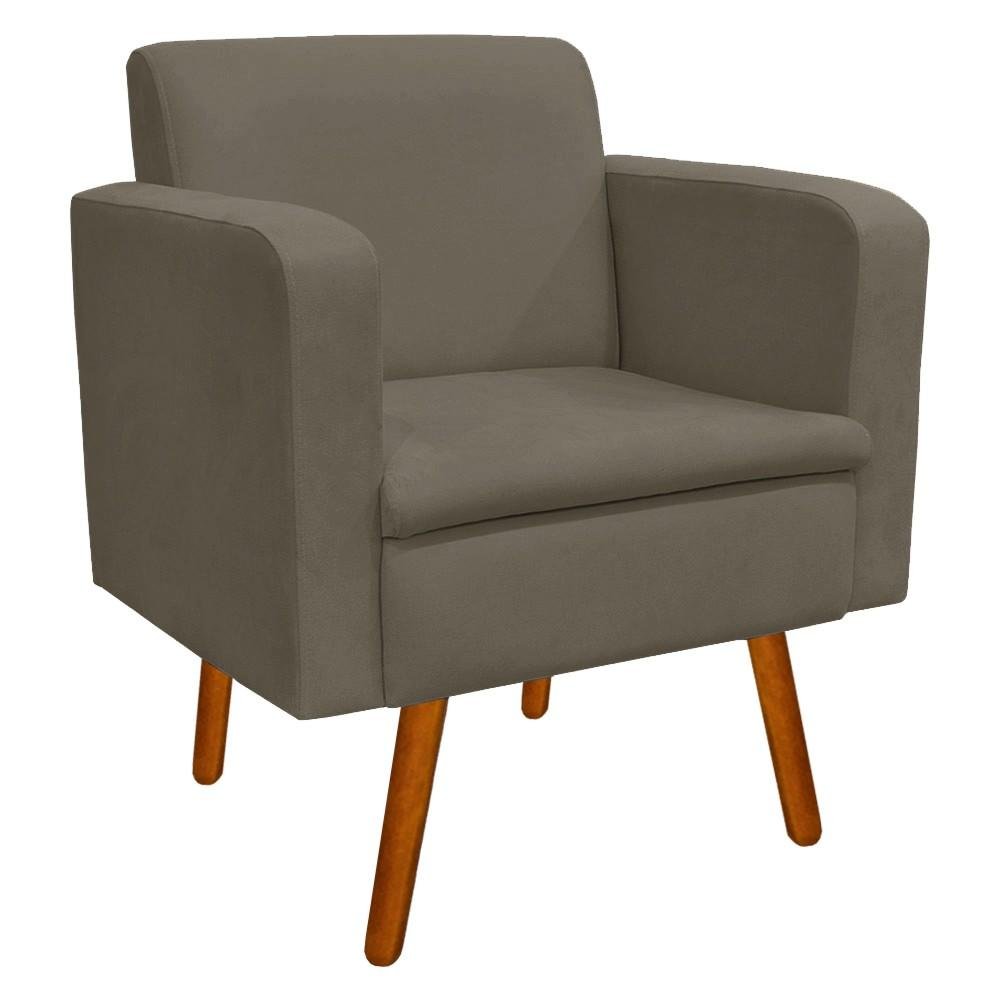 Kit Sofá Retrô Namoradeira e 02 Poltronas Emília Suede Marrom Rato Pés Palito - D'Rossi - 3