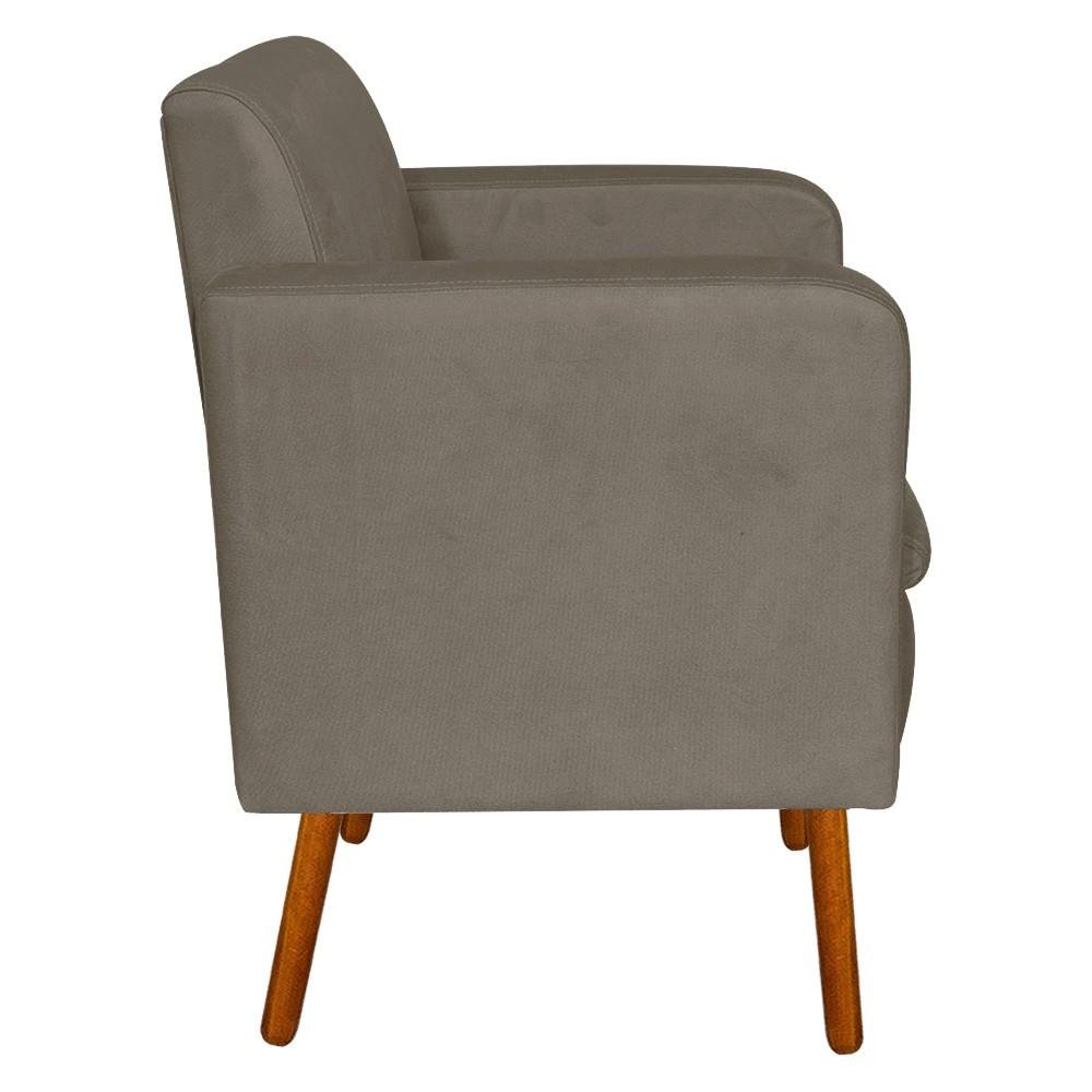 Kit Sofá Retrô Namoradeira e 02 Poltronas Emília Suede Marrom Rato Pés Palito - D'Rossi - 6