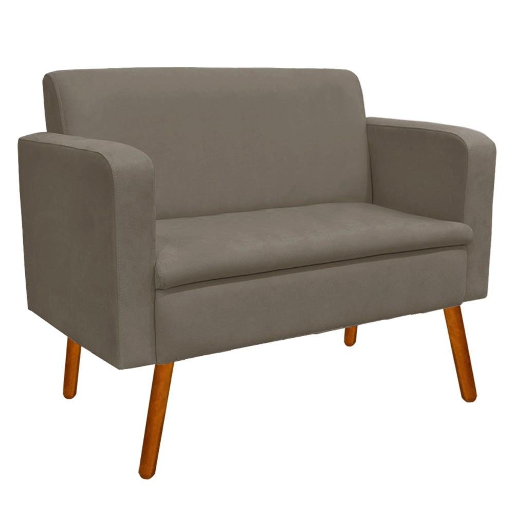 Kit Sofá Retrô Namoradeira e 02 Poltronas Emília Suede Marrom Rato Pés Palito - D'Rossi - 4