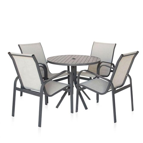 Conjunto 1 Mesa + 4 Cadeiras Para área Externa - Graffite